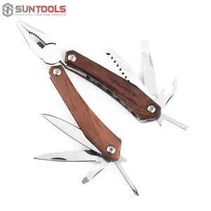 Factory selling wood handle long nose pliers wire cutter knife nail file bottle opener screwdrivers multi tools