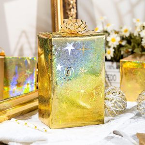 Papier d'emballage personnalisé en or massif, métallisé laser, holographique, à motifs étoiles, pour emballages cadeaux, toutes occasions - Product Image 2
