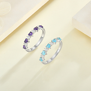 Anillo de corazón de piedras preciosas azules de Plata de Ley 925 al por mayor, banda de Zirconia cúbica chapada en rodio para fiesta de boda para <span class=keywords><strong>el</strong></span> Día de San Valentín - Product Image 3