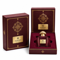 Boîte de luxe pour parfum avec couvercle et base, en cuir bordeaux, papier, feuille d'or, insert en velours, emballage cadeau rigide, étanche et portable, personnalisé