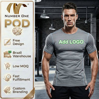 T-shirt de course slim fit pour homme POD, tissu léger 180g, t-shirt de sport, hauts de sport, équipement d'entraînement de musculation pour homme