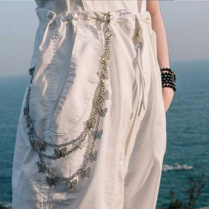 Yueli สายโซ่โลหะกลวงรูปผีเสื้อสำหรับผู้ชายผู้หญิงห่วงโซ่คาดเอวแฟชั่นทำจากโลหะผสมสังกะสีสามชั้น - Product Image 3