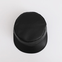 Casquette plate en cuir PU noir pour femme, style équestre rétro vintage, effet amincissant, mode automne-hiver