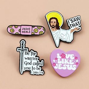 Wholesale Religious Jesus Love Cross Theme Alloy Soft Enamel Pins for Women with Embossing Printing Prayer Souvenir - Product Image 2