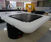 Hamaca de agua inflable para deportes acuáticos con portavasos, plataforma flotante inflable portátil redonda con malla para yate