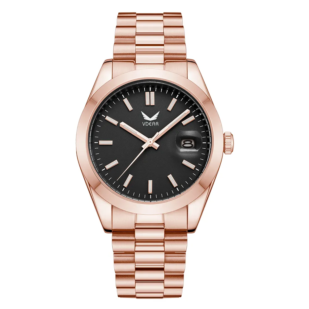 Black Dial Luminous Calendar High Quality Women Rose Gold Custom Luxury Watch Design Montre En Diamant