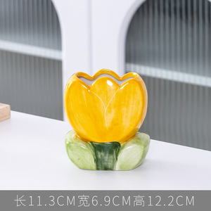 Tulip Flower Ceramic Makeup Brush Storage Bucket Office Pen Holder for <strong>Girls</strong> <strong>Bedroom</strong> Decoration or Desktop Storage <strong>Accessories</strong> - Product Image 3