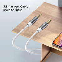 Kabel Audio Jack ke Jack Premium 3.5mm Male to Male Aux Cord Suara Tak Tertandingi Casing Aluminium Berlapis Emas untuk Smartphone Tablet