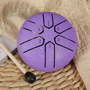 <span class=keywords><strong>Handpan</strong></span> en acier de tambour de langue d'acier léger de 3 pouces 6 notes avec des maillets faciles à <span class=keywords><strong>jouer</strong></span> pour le cadeau - Product Image 1