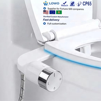 Bidet minimaliste en ABS sans électricité pour eau froide, emballage compact, double buse, lavage avant et arrière, projets hôteliers, OEM personnalisé