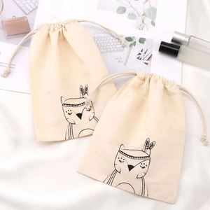Custom Logo Printed Eco-Friendly <b>Reusable</b> Cotton Linen Drawstring <b>Bag</b> Personalized Small Fabric Shopping <b>Bags</b> - Product Image 3