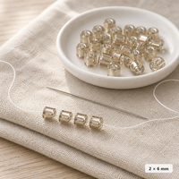 Perles tubulaires en verre métallisé 2x6mm en vrac avec trou pour guirlandes, fils, paillettes, cannellines, cordons et sequins