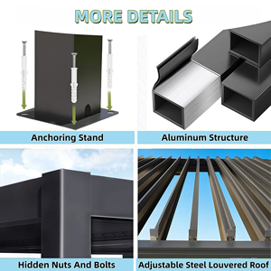 Pergola motorisée en aluminium imperméable, anti-UV, résistante à la rouille, avec lames orientables pour repas en extérieur, mobilier assorti - Product Image 4