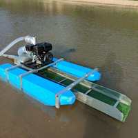 Bateau de prospection aurifère à séparation par gravité, à aspiration par jet intégrée, alimentation automatique par siphon, à moteur diesel/essence, 5+