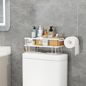Support d'<span class=keywords><strong>angle</strong></span> en fer à 2 niveaux organisateurs de salle de bain sur le rangement des toilettes organisateur d'étagère serviette, crochet, étagère de douche <span class=keywords><strong>pour</strong></span> toilettes - Product Image 2
