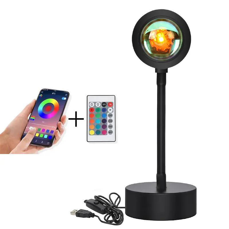 Smart Bluetooth Sunset Projection Lamp Sunset Projector Night Light APP Remote Led Lights for Room Decoration Photography Gifts