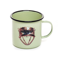 Mug de camping en émail fait main très apprécié 350 ml sans BPA, vierge pour sublimation, logo personnalisé, finition mate rouge/bleu, compatible lave-vaisselle et micro-ondes