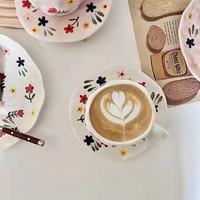 Vente en Gros Spot Usine Tasse en Céramique Irrégulière Faite à la Main de 280 ml, Mug en Céramique Fait Main, Ensemble Tasse à Café avec Assiette