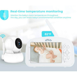 1080P HD 5200MAh Theo Dõi Nhiệt Độ Âm Thanh 2 Chiều Bài Hát Ru 5 "Máy Ảnh Trẻ Em Pan-Tilt Màn Hình Video Cho Bé - Product Image 4