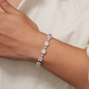 S925 Sterling <b>Silver</b> Moissanite Luxury Full‑Stone Tennis <b>Bracelet</b> Women Sparkling Banquet Party Wedding Anniversary Gift <b>Bangle</b> - Product Image 6