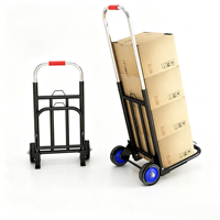 Chariot pliant 100 kg/220 lb, tube en acier de 32 mm, poignée télescopique en acier inoxydable, roues en caoutchouc de 10 cm, poutre de renforcement, OEM ODM
