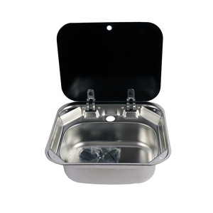 Wohnmobil-Küche Edelstahl-Handwaschbecken mit Gehärtetem Glasdeckel und Klappbarem Wasserhahn für Campingvan Boot - Product Image 5