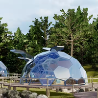 Dôme géodésique de luxe extérieur 7m/8m entièrement transparent, maison dôme miniature de safari, boule igloo en verre PC haute pour le glamping, les complexes hôteliers et les hôtels
