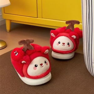 Xixitiao 2025 Anh Đào Mèo Dép Đi Trong Nhà Cho Phụ Nữ Màu Đỏ Sang Trọng Nhà Giày Với Không-Trượt Duy Nhất Ấm Cúng Dễ Thương Sinh Viên Mùa Đông Trong Nhà Nhà Slide - Product Image 4