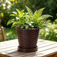 Grand plateau de pot de fleurs en plastique durable avec trou de drainage, design traditionnel, jardinière d'intérieur sur pied, capacité 3,99 L