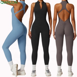 Bán Buôn Phụ Nữ Tập Thể Dục Thể Thao Sexy Backless Jumpsuit Thoáng Khí Ngoài Trời Scrunch Mông Jumpsuit Phòng Tập Thể Dục Workout Yoga Áo Liền Quần - Product Image 1