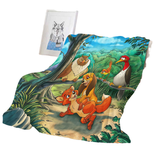 Anime Cartoon <b>Fox</b> Dog Animal Character Flannel Fleece Blanket 100% Polyester Eco-Friendly Skin-Friendly All-Season Home Decor - Product Image 1
