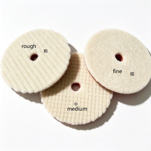 Tampon de polissage en laine à bords biseautés 3, 4, 5, 6, 7 pouces, roue de polissage en laine auto-adhésive pour le cirage automobile - Product Image 3