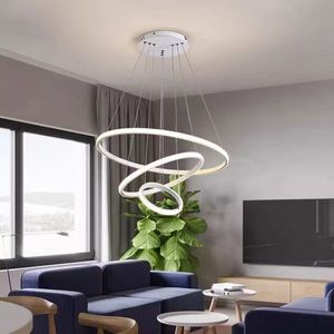 Lampadario <span class=keywords><strong>a</strong></span> Sospensione Rotondo Bianco Design <span class=keywords><strong>a</strong></span> 3 Anelli in Acrilico 80 <span class=keywords><strong>LED</strong></span> Moderno <span class=keywords><strong>per</strong></span> Soggiorno Lampada <span class=keywords><strong>a</strong></span> Sospensione - Product Image 3