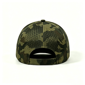 Woodland <b>Camo</b> Laser Perforated Mesh Canvas Baseball <b>Cap</b> Quick Dry Lightweight 6 Panel Curved Brim Custom Logo Embroidery Outdoor - Product Image 5