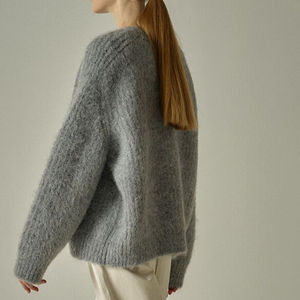 <span class=keywords><strong>Cardigan</strong></span> Lavorato a Maglia con Scollo a V in Misto Lana di Alpaca, <span class=keywords><strong>Oversize</strong></span>, Casual, con Bottoni, Logo Personalizzato, Prezzo di Fabbrica, per <span class=keywords><strong>Donna</strong></span>, Inverno - Product Image 2