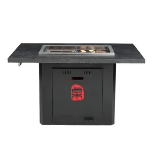 smokeless barbecue hot pot integrated table with built-in commercial barbecue grill fire boiler