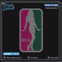 Desain Transfer Rhinestone Kustom untuk Sorority, Cepat Kirim, Hot Fix, Tempel Setrika
