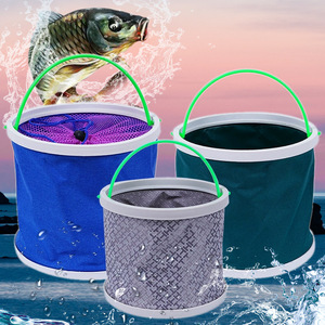 Cubo de pesca plegable de ABS, grueso, con tapa, cesta portátil para transportar peces vivos, uso multipropósito - Product Image 1