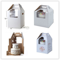 Boîtes à gâteaux de mariage personnalisées 14 pouces avec fenêtre transparente et poignée, finition mate et gaufrage, pliables et recyclables, en emballage en vrac