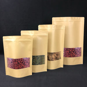 Bolsa de <span class=keywords><strong>Papel</strong></span> <span class=keywords><strong>Kraft</strong></span> Marrón Ecológica para Envasado de Alimentos, con Logotipo Personalizado de Fábrica China, Bolsa de Pie con Ventana para Granos de Café - Product Image 1