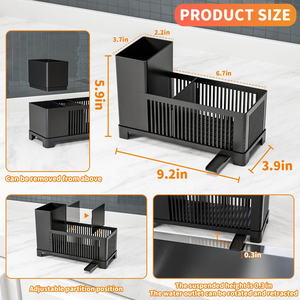 Organizador de Fregadero Moderno de Plástico Negro, Porta Esponjas Multifuncional, Organizador de Encimera de Cocina - Product Image 4