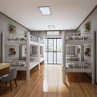 Foshan Métal Double Twin Superposé Lit Pas Cher avec Échelle Escaliers En Acier Cadre Stockage Fer Matelas Pour Adulte Dortoir Maison École