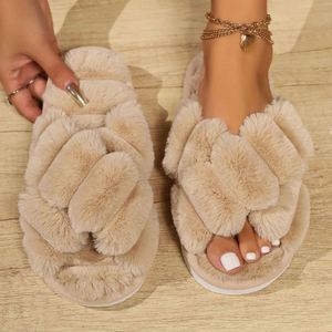 Nuevas Pantuflas de Felpa con Punta Abierta para Mujer, para Invierno, con Entresuela y Suela Exterior de EVA Antideslizantes, para Uso Doméstico - Product Image 5