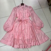 Robe ample pour femme, ornée de strass, nouvelle collection, style luxe léger, simple boutonnage, élégante, décontractée, grande taille, vente en gros, été, coton