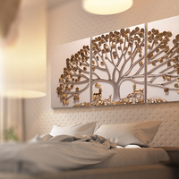 Grande taille arbre doré 3d décoration de la maison pour mur en gros à la main mode tenture murale luxe 3D peinture décor