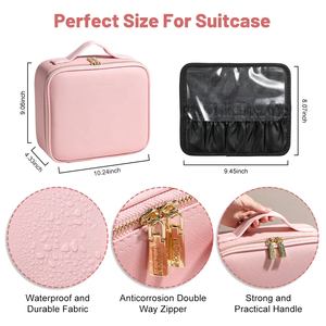 Estuche de <span class=keywords><strong>maquillaje</strong></span> Maleta de cosméticos de alta capacidad Organizador de <span class=keywords><strong>maquillaje</strong></span> de viaje completamente vacío Bolsa de almacenamiento de <span class=keywords><strong>maquillaje</strong></span> Estuche de cosméticos con espejo LED - Product Image 6