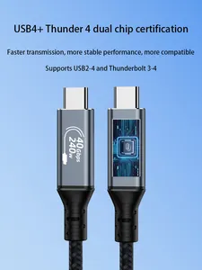 निर्माता की डायरेक्ट 240W USB 4 C केबल 40Gbps डेटा ट्रांसमिशन ब्रेडेड बॉडी 6A फास्ट चार्जिंग कार एल्युमीनियम मेटल शेल का उपयोग करती है