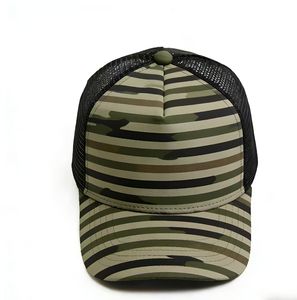 Gorra de béisbol trucker de 5 paneles 100% algodón con LOGO personalizado, camuflaje negro, malla y visera curva, gorra de pesca - Product Image 3