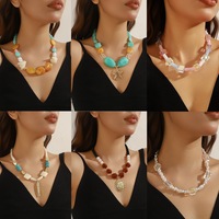 Collier Bohème en Perles de Résine, Bijoux Fantaisie, Pendentifs et Breloques, Collier Perlé, Bijoux d'Été pour Femme