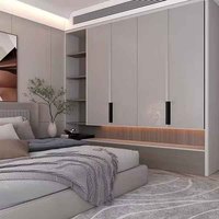 Chambre à coucher moderne avec armoire en verre, armoire coulissante en bois au design moderne pour vêtements, meubles de maison
